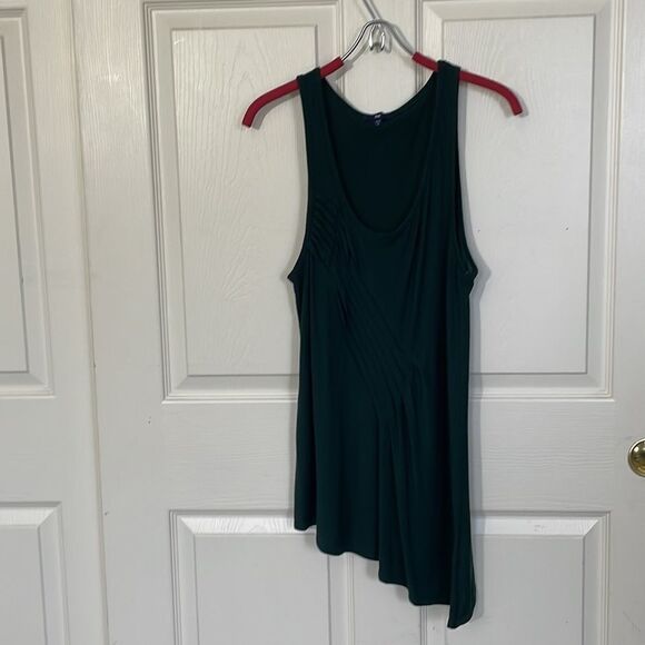 Gap Forest Green Sleeveless Pleated Draped Tapered Hem Tank Top, Medium - Picture 5 of 13